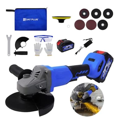 Smerigliatrice Angolare 21V, Smerigliatrice Angolare Multifunzionale Senza Spazzole con 10000 RPM+3 Regolazioni Di Velocità+Maniglia Ausiliaria, Può Essere Utilizzata per Tagliare, Levigare e Lucidare