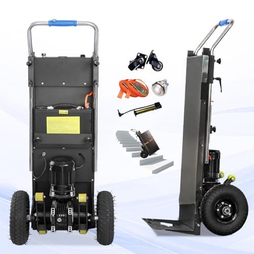 Carrello elettrico pieghevole per scale, carrello da 1500 W, resistente con ruote solide da 25,4 cm, capacità di carico 399,6 kg, per la distribuzione logistica del magazzino in movimento