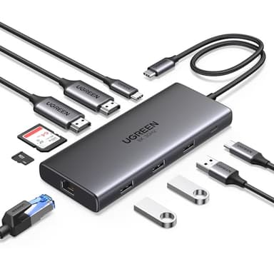 UGREEN Revodok Pro 210 Docking Station USB C 10 In 1 Doppio HDMI 8K30Hz 4K60Hz Hub Adattatore Type C Ethernet Gigabit PD 100W Lettore Schede SD TF Compatibile con MacBook Air M2 M1