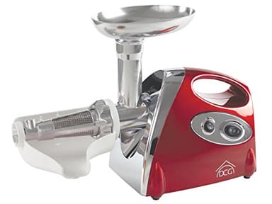 DCG FWP2696 Tritacarne e Passapomodoro Elettrico Multifunzione 1200W Trita Macina Carne, 1200 W, Acciaio, Rosso