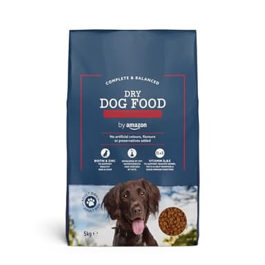 by Amazon - Alimento secco completo per cani adulti ricco di manzo con piselli, 1 Confezione da 5 kg