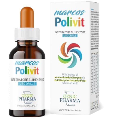 Marcos Multivitaminico Completo Bambini Polivit 15ml, Difese Immunitarie Bambini in gocce, Vitamine per Bambini con massimo apporto nutritivo, Supporto alle Difese, Made in Italy