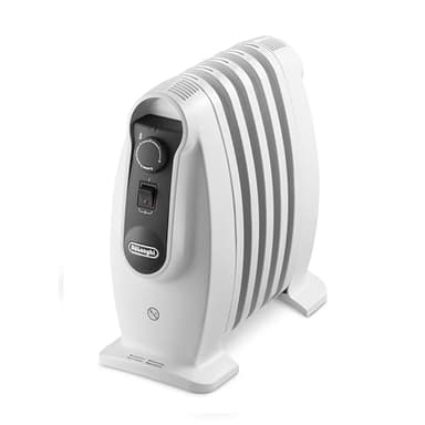 De'Longhi Serie Nano TRNS0505M Radiatore ad Olio Elettrico, 5 elementi, Calore a Lungo, Manopole Intuitive, per Ambienti fino a 15m³, Silenzioso, 500watt, Maniglia e Piedini, Bianco