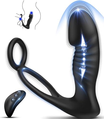 Cacuola Plug Analesex Vibratoreper Uomo,vibratore Anale per Uomo Prostata Telecomando Sexy Toys Uomo Stimolatore Prostatico Maschile con l'anello del Pene,Plug Sex con 7 Telescopico & 10 Vibrazioni