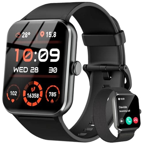 Smartwatch Uomo Donna, Orologio Fitness con Chiamate ,100 Modalità Sportive, 1.85" Smart Watch Monitor del SpO2/Sonno, 24H Cardiofrequenzimetro da Polso Fitness Tracker per iOS Android Smartphone