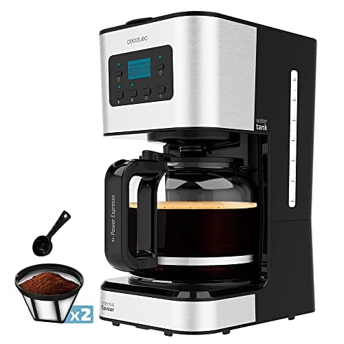 Cecotec Caffettiera a Goccia Programmabile Coffee 66 Smart Plus. 980 W, Capacità 12 Caffè, Tecnologia ExtemAroma e Funzione AutoClean, Finiture in Acciaio Inox, Schermo LCD, 1,5 L