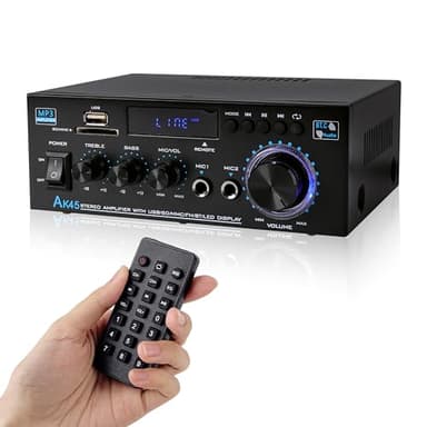 Amplificatore Bluetooth 800W, RMS 40W×2 Amplificatore HiFi, Ricevitore Amplificatore Stereo Amp per Home Theater, Altoparlante Auto W/Mic USB FM Radio Stereo