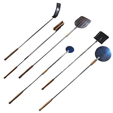 MADE IN ITALY Kit Pale/Set Pala per Pizza Forno A Legna 6 Pezzi Manico Scorrevole- PIZZE FORNI