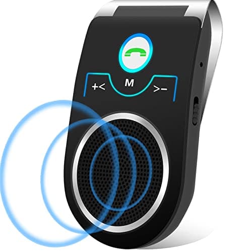 AIGOLINK Kit Vivavoce Bluetooth 5.0 per Auto, Portatile Altoparlante Bluetooth per Chiamate Vivavoce, GPS e Musica, Connettività Dual Link, Supporta la navigazione vocale Siri assistente Google