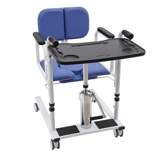 Donened - Sollevatore idraulico del paziente, sedia da doccia multifunzione con ruote, seduta divisa a 180° per malati, anziani, disabili, fino a 150 kg
