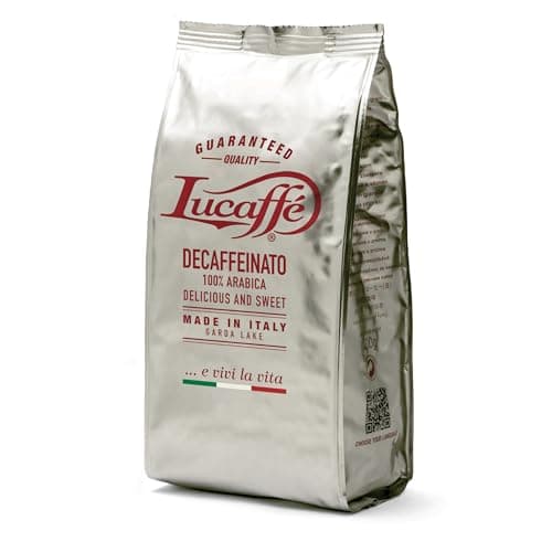 Lucaffè - Caffè in Grani Decaffeinato 700 Gr | Caffè in Chicchi Interi da macinare per Espresso senza caffeina | Tostatura Scura | Gusto Dolce e Fruttato, Cremoso | Aroma Intenso