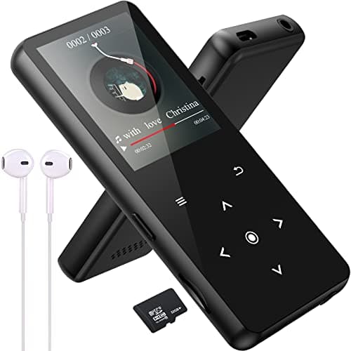 32GB Lettore MP3 Bluetooth 5.0, Lettore Musicale Suono Hi-Fi Altoparlante HD Integrato, Video, Registrazione Vocale, Radio FM, Supporto per Lettore di E-book Fino a 128GB (Nero)