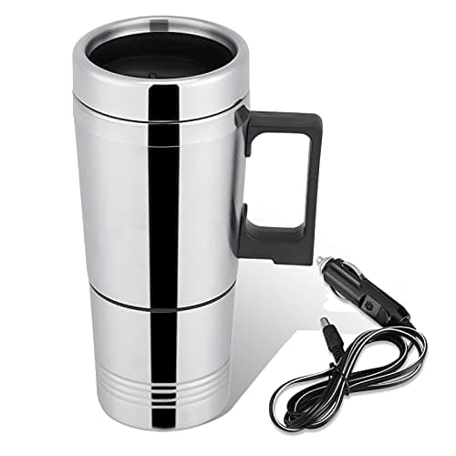 HERCHR Bollitore Elettrico per Auto da Viaggio 12v/24v 300ml, Tazza riscaldante per Auto in Acciaio Inossidabile per Acqua, tè, caffè, Latte(24V)