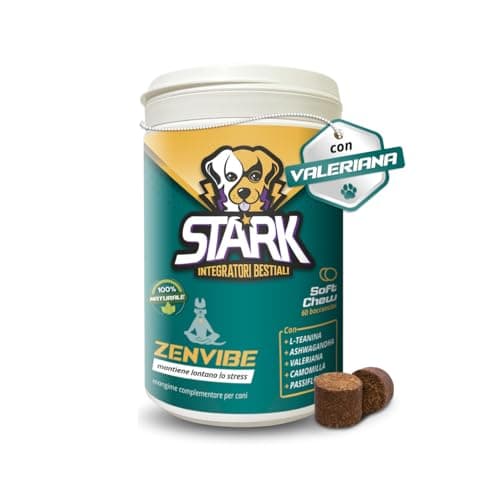 STARK Zenvibe - Calmante per Cani. Rilassamento Naturale Valeriana, Camomilla, L-Triptofano e tè Verde per Gestione di Stress, Ansia, Agitazione Cane 60 Bocconcini 180gr