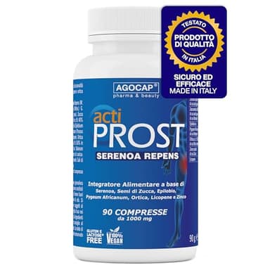Actiprost, SERENOA REPENS 400mg e SAW PALMETTO - 90cpr, Alto Dosaggio. Integratore Prostata Uomo con Semi di Zucca, Pygeum Africanum, Epilobio, Ortica,. Riduci l'infiammazione della Prostata. Agocap