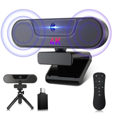 VIZOLINK V20 UHD 4K Webcam PC con Microfono e Altoparlante, Autofocus, Telecomando, 3xZoom, 112° View, Correzione Luminosità, Microfono Riduzione Rumore, per Conferenze, Videochiamata, Live Streaming
