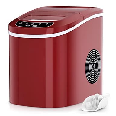 RELAX4LIFE Macchina Ghiaccio 2,2 L, Fabbricatore Cubetti 12 kg in 24 H, Ciclo Produttivo 6-13 Minuti, Tecnologia a Infrarossi, Funzionamento Automatico (Rosso)