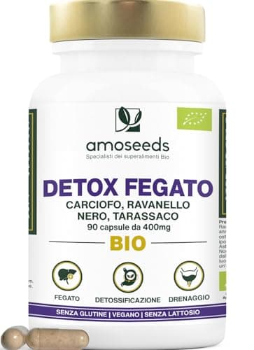 Detox Fegato BIO | Potente Depurativo de la Tossine, Drenante, migliora la Digestione | Carciofo, Ravanello Nero, Tarassaco | 90 capsule vegane, Integratore Detox | Qualità superiore