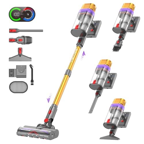 Vistefly V15 Ultra Aspirapolvere senza Fili, 48KPa 600W 70 Minuti Scopa Elettrica senza Filo Potente, Doppio Contenitore Anti-Groviglio Modalità Automatica per Pavimenti Tappeti Peli Animalili