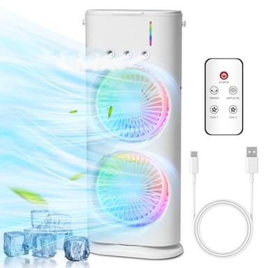 Bwaliffury Condizionatore Portatile, Raffrescatore D'aria, Mini Condizionatore Portatile Per Uso Personale, Oscillazione di 120°, 3 Livelli, Timer, per Casa/Ufficio/Cucina