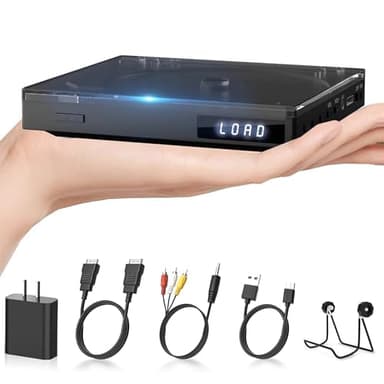 MINI Lettore DVD Altoparlante HIFI incorporato, Lettore DVD HDMI per TV Funzione di riproduzione di memoria, Lettore DVD senza regioni supporta la riproduzione USB con HDMI, cavi RCA
