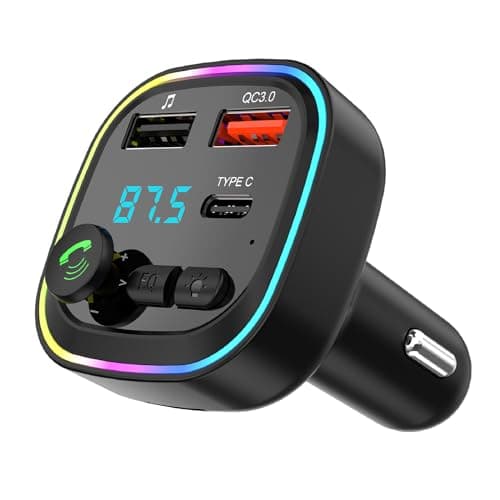 Trasmettitore FM Bluetooth 5.3 per Auto, Adattatore Audio Radio, QC3.0 Wireless Kit MP3, 2 porte USB e 1 Type-c, Chiamata Vivavoce, Supporta USB/TF/micro SD