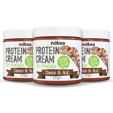 NÄTOO Crema Proteica senza Zucchero 3x250g: Choco & Nut - creme proteiche spalmabili ideali per la dieta chetogenica keto diet - Pack composto da 3 barattoli