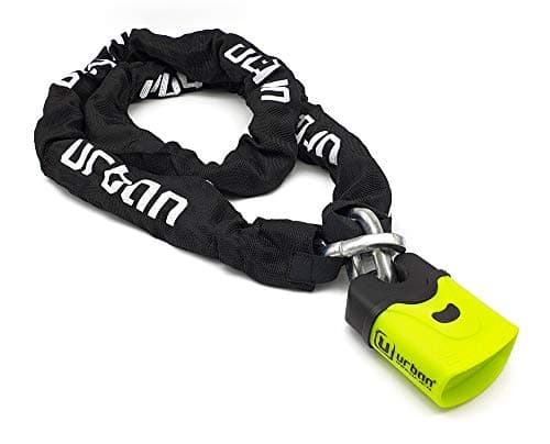 URBAN U4K170 Antifurto Moto, Lucchetto Bici, Catena Alta Sicurezza Acciaio Cementato Antitaglio ø10mm, Doppio Bloccaggio, Fodera Tessile, Catenaccio per Ancoraggio Scooter Bicicletta Elettrica, 170cm