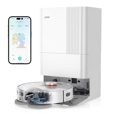 JONR P20 Pro Aspirapolvere Robot Braccio Estensibile per Bordi Pulizia, Stazione Base Multifunzionale,Aspirazione 8000Pa, Mop Rimovibile e Sollevabile, Evitamento Ostacoli,Asciugatura Ad Aria Calda