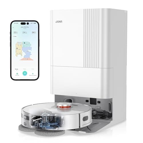 JONR P20 Pro Aspirapolvere Robot Braccio Estensibile per Bordi Pulizia, Stazione Base Multifunzionale,Aspirazione 8000Pa, Mop Rimovibile e Sollevabile, Evitamento Ostacoli,Asciugatura Ad Aria Calda