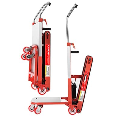 XINGma Montascale Elettrico - Carrello Manuale, Motore Brushless da 250 W, Carrello con Piattaforma per Impieghi Gravosi, capacità di Carico 300 kg, Tempo di Utilizzo/5 Ore,Red