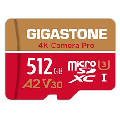Gigastone [5 Anni Recupero Dati Gratuito] Scheda di Memoria 512 GB 4K Fotocamera Pro, Compatibile con GoPro Drone Switch, Velocità 100 MB/s. 4K Video, A2 U3 V30 Scheda Micro SDXC con adattatore SD.
