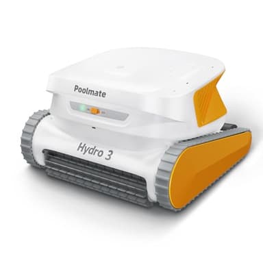 Poolmate Hydro 3 Robot pulitore per piscina senza fili, skimmer per piscina da 150 W con durata di 200 minuti, fino a 861-1070 mq, 2 motori senza spazzole, cestello filtro da 4,1 l, arrampicata a