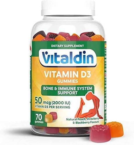 VITALDIN Vitamina D3 Gummies – 2.000 IU per dose - 70 Caramelle Gommose (fornitura 1 mese); gusto Frutti Assortiti - Vitamina D per il Sistema Immunitario & Ossa – Senza Glutine – per Bambini e Adulti