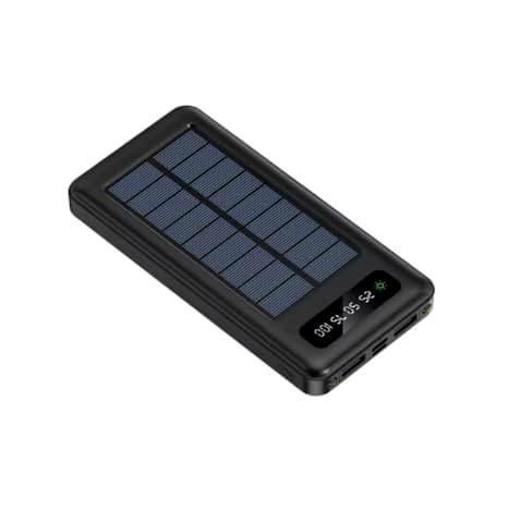 SQUADO Power Bank 20000mAh con Ricarica Solare - Caricatore Portatile, USB-C, USB per i smartphone,tablet e laptop Cavi Incorporati USB, USB-C e Micro USB bianco e nero colore