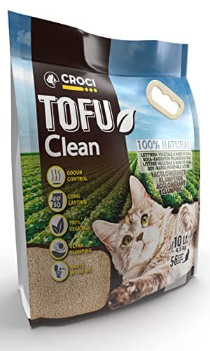 Croci Lettiera Tofu Clean 10L - Lettiera Gatti agglomerante, Biodegradabile si getta nel WC, 100% vegetale, Sabbia Antiodore di lunga durata