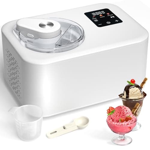 Acmeenjoy Gelatiera con Compressore 1,2L, Gelatiera per Gelato Professionale, Autorefrigerante Macchine Gelato, con Ciotola Estraibile in Alluminio/Ricettario/Paletta per Gelato/Tazze Graduate