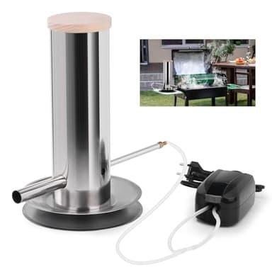 Vrietina Affumicatore Elettrico in Acciaio Inox, Generatore di Fumo Freddo con Pompa, Regolazione Continua dell'Intensità del Fumo, Compatibile con Griglie e Affumicatori, Design Compatto, Argento