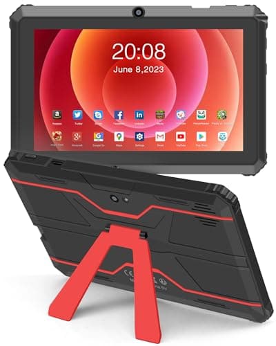 Haehne Tablet Android, Tablet 7 Pollici, con Supporto, Compatibile con la scheda TF da 256 GB, Rosso, Q88A