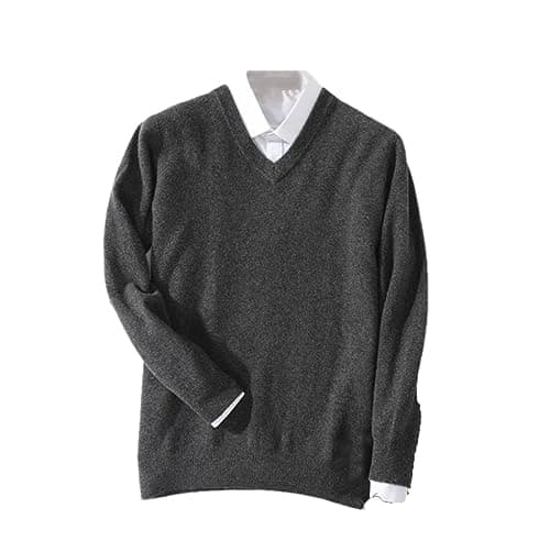 Suvoiier Maglione da Uomo in Cashmere Maglione da Uomo Classico con Scollo A V Autunno Inverno Caldo Maglione da Uomo Dark gray9 XL
