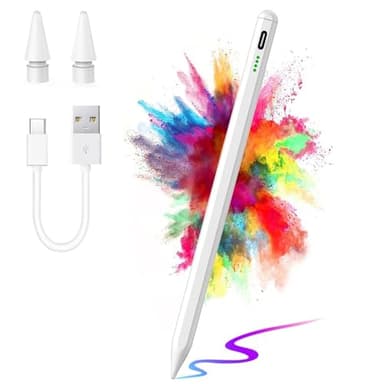 Penna Stilo per Apple iPad (2018-2023),Penna Touch Sensibile all'inclinazione & Rigetto del palmo & Magnetica Stylus Penna,Punta in Plastica Ultra Sottile Compatibile con IOS e Tablet Viene Fornita