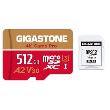[5 Anni Recupero Dati Gratuito] Gigastone scheda di memoria 512 GB 4K Game Pro, Specialmente per GoPro Drone Switch, Velocità 100 MB/s. per video 4K, A2 U3 V30 Scheda Micro SDXC con Adattatore SD.