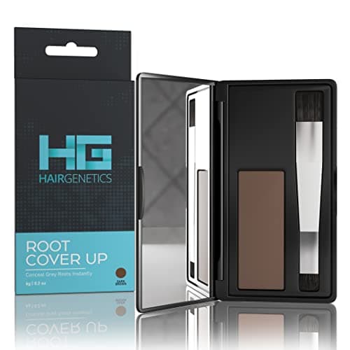 Hair Genetics Root Cover Up Ritocco Ricrescita Radici Professionale – Copre i Capelli Bianchi, Riempie le Sopracciglia - Resiste a più Lavaggi, Prodotto in Polvere, (marrone scuro)