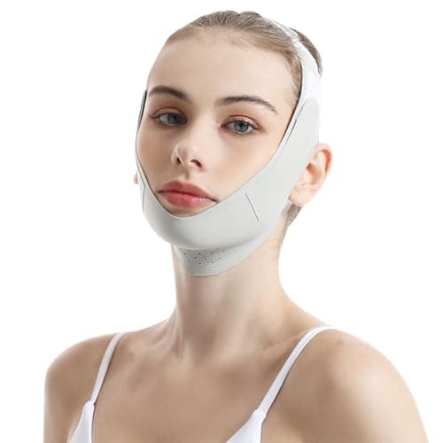 QOMJUFA Fascia viso lifting,Maschere Riutilizzabili a V,Maschera lifting doppio mento,ideale per un uso quotidiano o in viaggio,Verde
