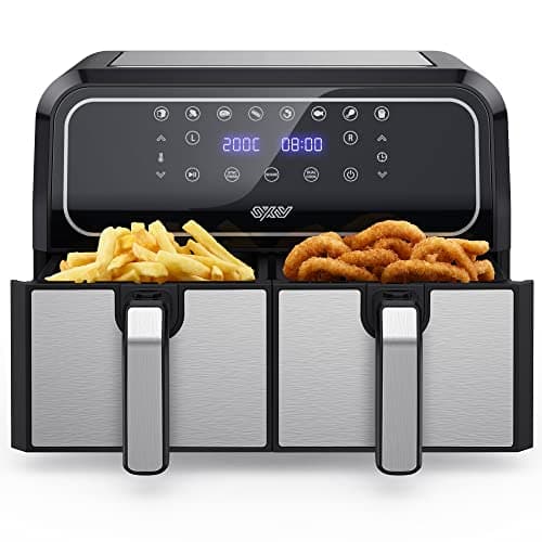 Innsky Friggitrice ad Aria Doppio Cestello, 8L Friggitrice ad Aria Calda a Doppia Zona, 8 programmi di Air Fryer con Promemoria Shake, IT Ricette