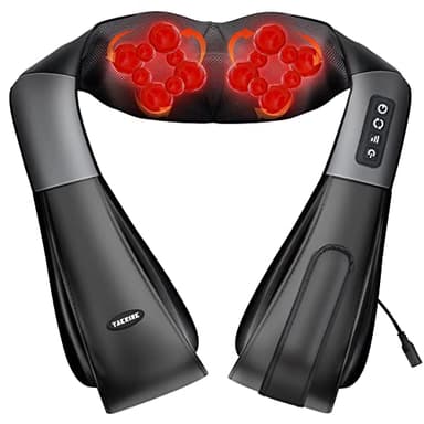 TAKRINK Massaggiatore Cervicale Riscaldato Massaggiatore Schiena 16 Palline Massaggio e 3 Velocità Regolabili Massaggio Shiatsu Elettrico Profondo Cavo di Alimentazione 1.8 m Cavo di Auto 1.2 m