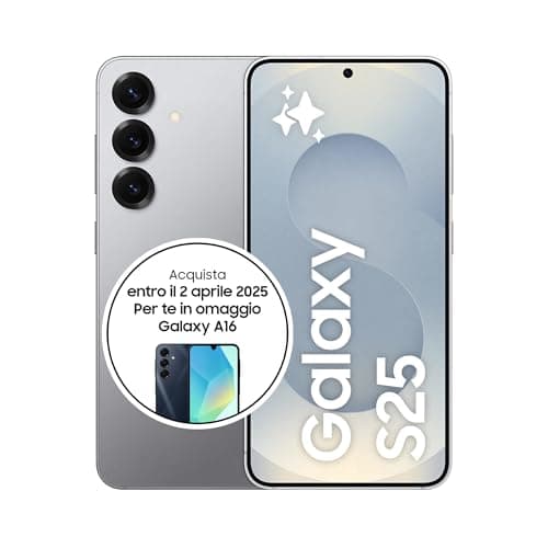 Samsung Galaxy S25 Smartphone AI, 3 anni di Garanzia del produttore, Display 6.2'' FHD+ Dynamic AMOLED 2X, Fotocamera 50MP, RAM 12GB, 256GB, 4.000 mAh, Silver shadow [Versione italiana]