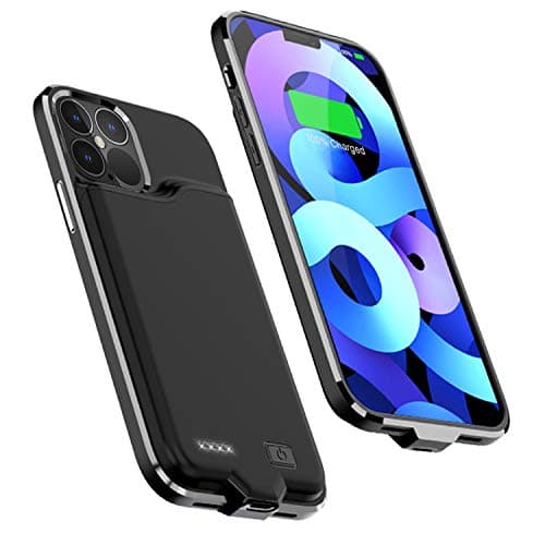 WELUV Custodia di Ricarica per iPhone 12 12 Pro - Sottile 5500 mAh, Batteria in Silicone, Custodia Protettiva per Cellulare, Induttiva, Backup Case da Viaggio