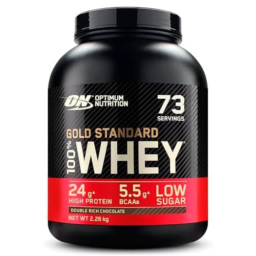 Optimum Nutrition Gold Standard 100% Whey Proteine in polvere per lo Sviluppo e il Recupero Muscolare con Glutammina e Aminoacidi BCAA Naturali, Gusto Doppio Cioccolato, 73 porzioni, 2,26 kg
