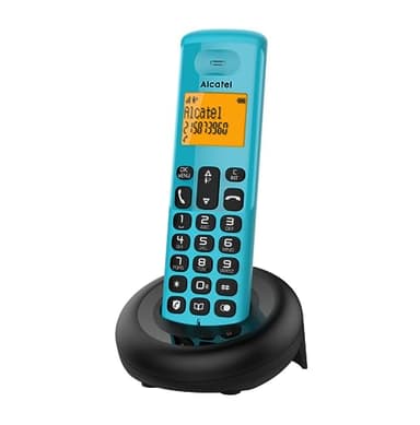 ALCATEL E160 - Telefono Fisso Cordless DECT - Design Compatto - Grande Display Retroilluminato - Funzione Blocco Chiamate Indesiderate - 3 Memorie Dirette - Blu